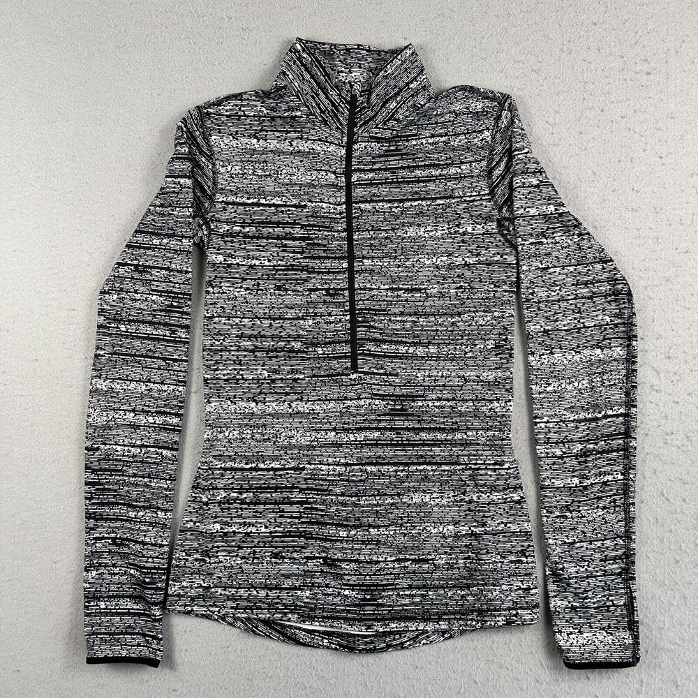 Nike Pro Dri Fit Heathered Black white 1/2 Zill Long Sleeve‎ Sweatshirt Womens S